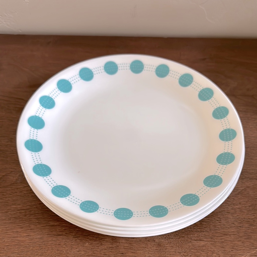 Corelle South Beach Elegant White and Blue Dinner Plates 10 1/4” Cottagecore